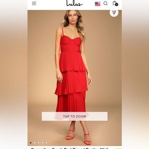 Red Tiered Midi Dress